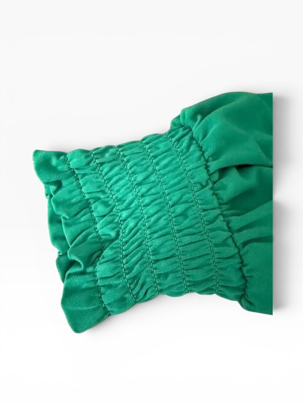 Ann Taylor Factory Women's Smocked Mock-Neck Blouse Size Medium- Emerald Green - Picture 3 of 12